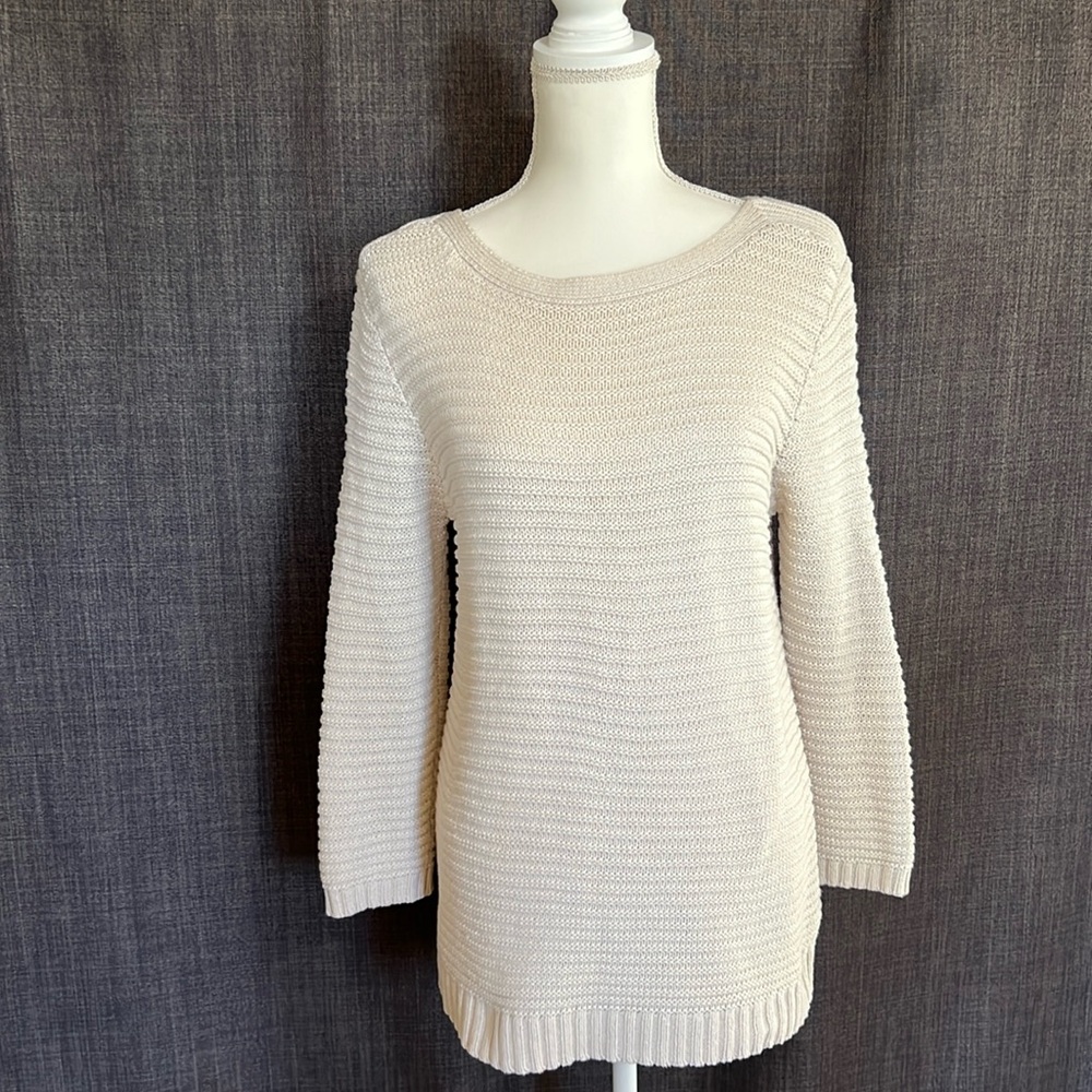 DeCollection cream cotton blend knit wide neck sweater size large
